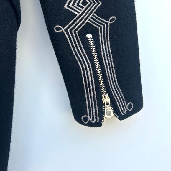 Vintage Parasuco Military Style Embroidered Wool Jacket Black Silver Baroque XS - Picture 9 of 9